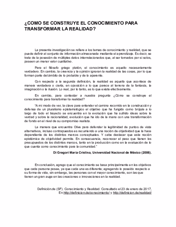 ¿Por qué es importante el conocimiento sobre la realidad?