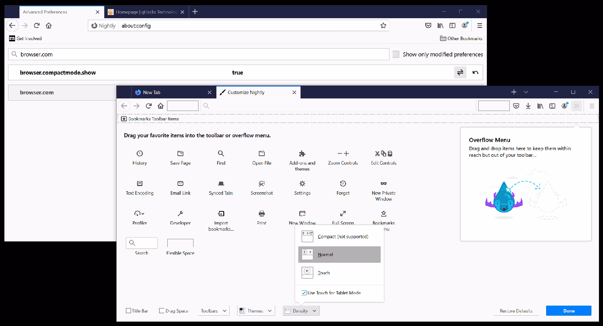 How do I enable compact mode in Windows 10?