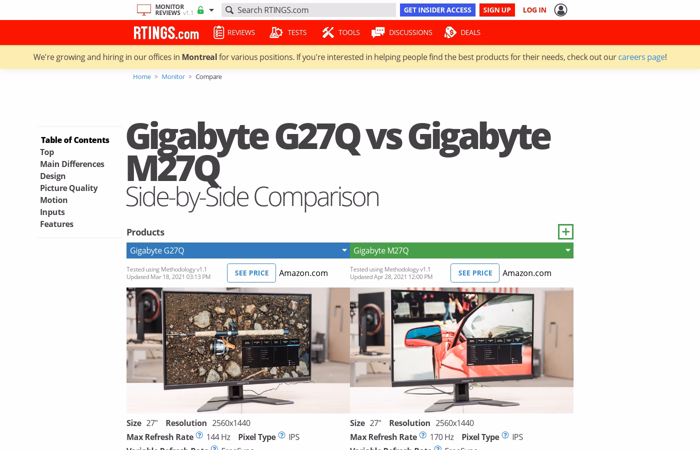 What is a monitor comparison?