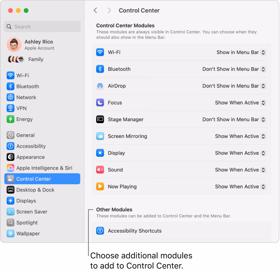 How do I Access Control Center on my Mac?