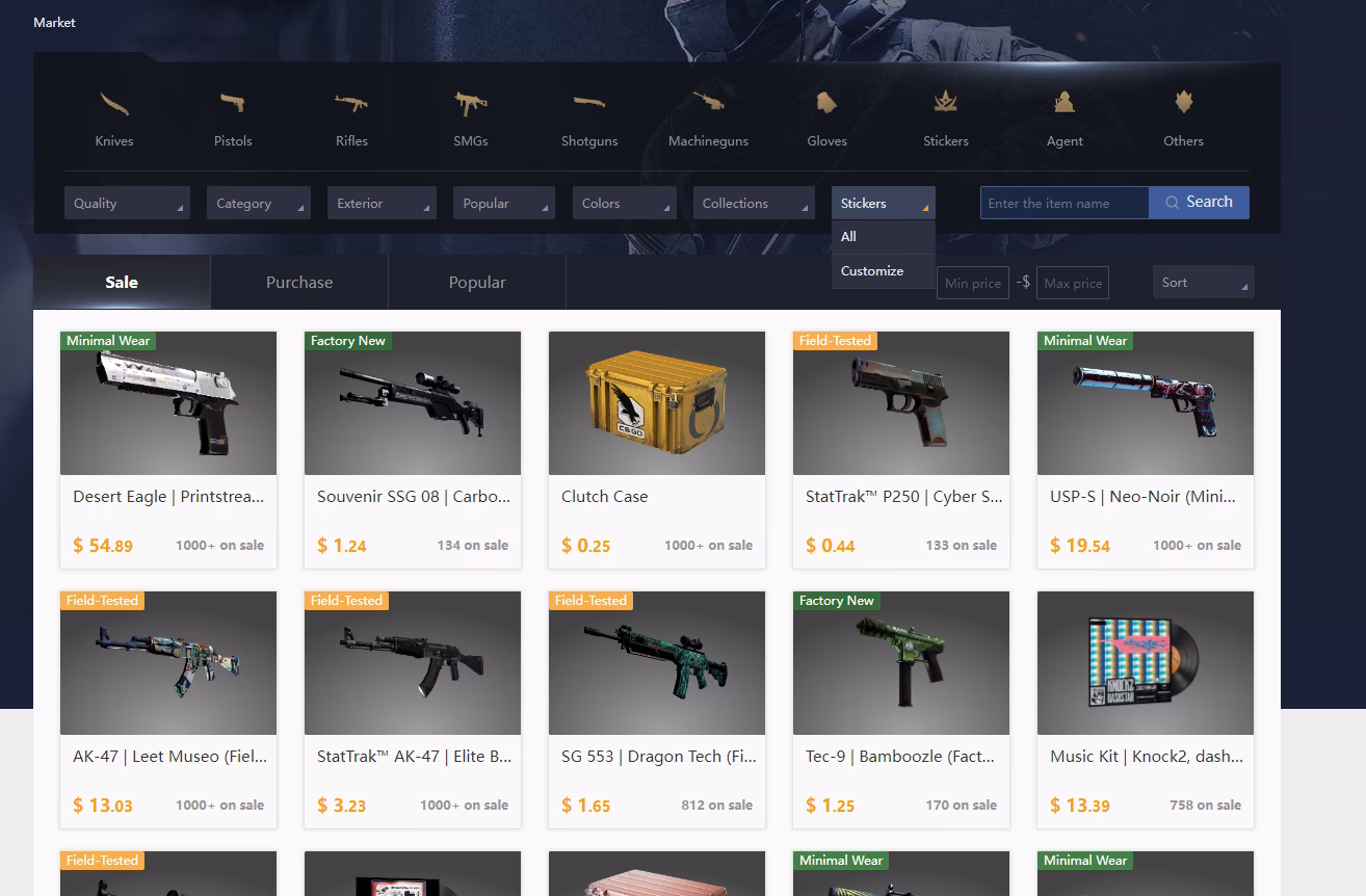 Can I send CSGO skins to csgostickersearch?