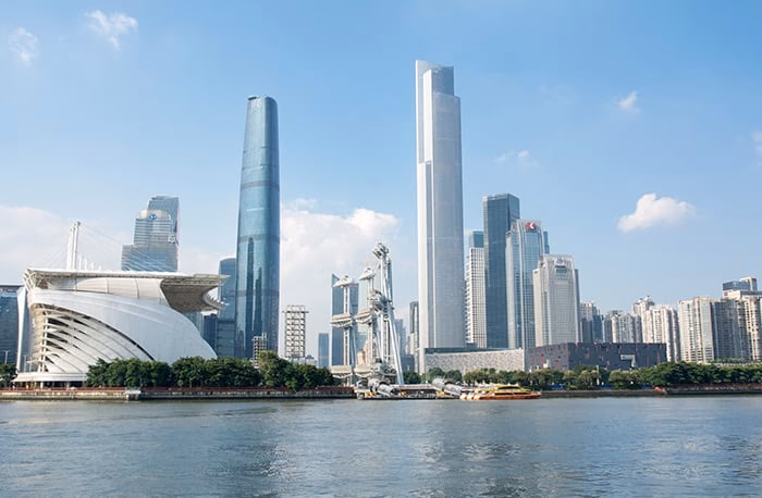 Who designed the new CTF tower in Guangzhou?