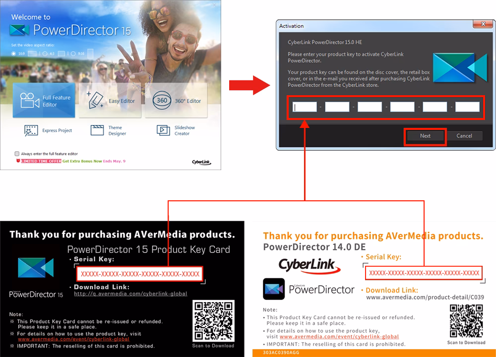 How do I activate a CyberLink PowerDirector 16 ultimate key?