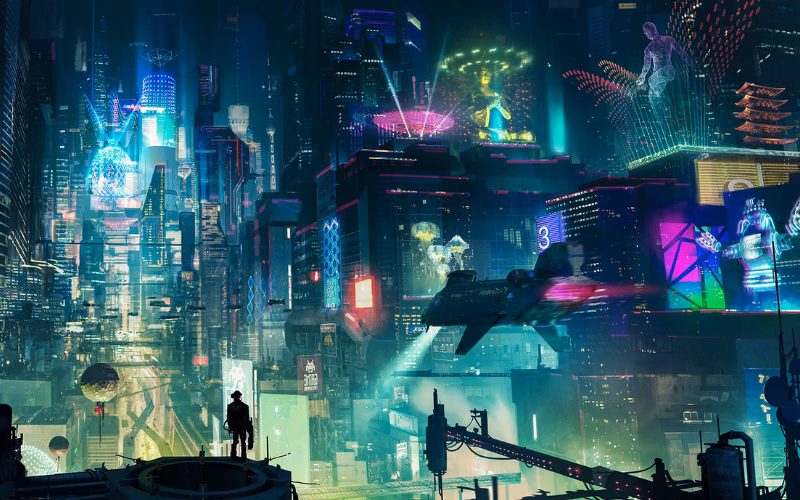 What can you find in cyberpunk street images?