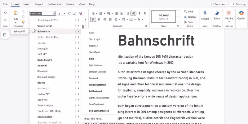 Is Roboto a Bahnschrift font?
