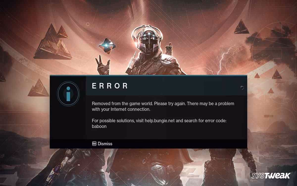 How do I fix the Baboon error in Destiny 2?