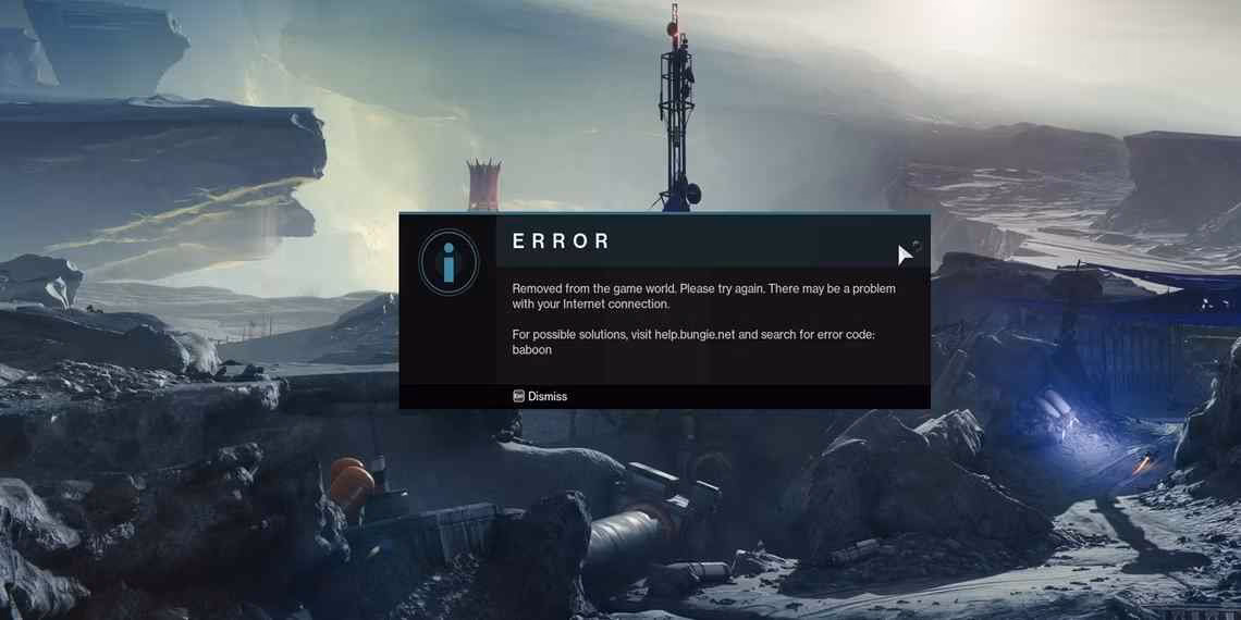 What does Destiny 2 error code Baboon mean?