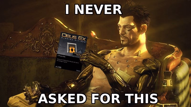 What is a good example of humor in Deus Ex?