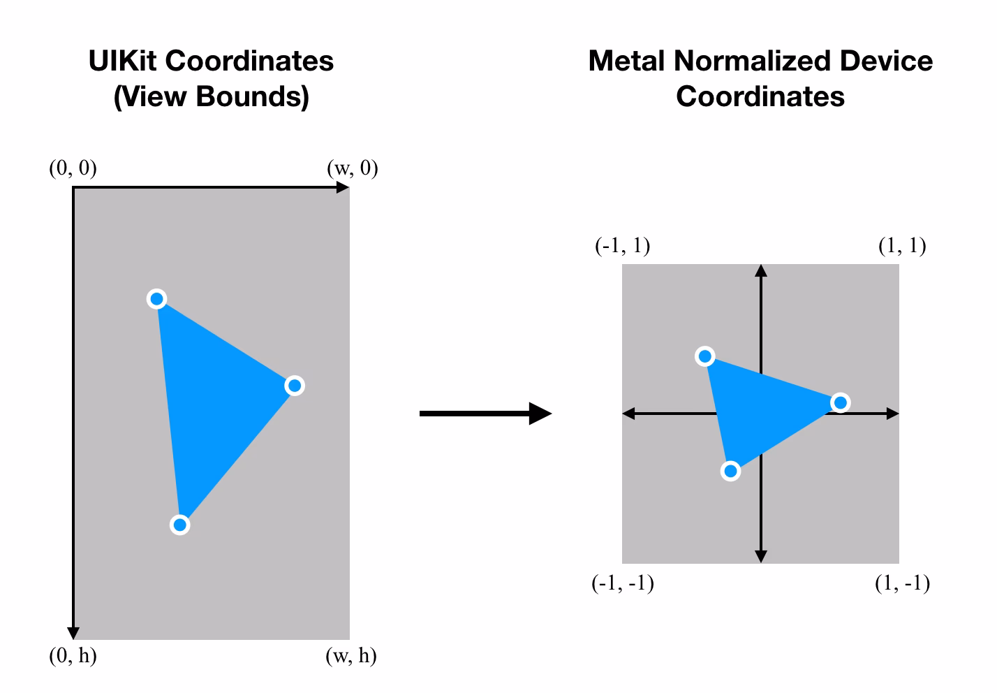 What is a normalized device coordinate in OpenGL?