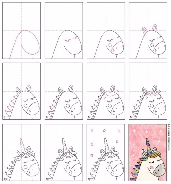 ¿Cómo dibujar un unicornio travieso?