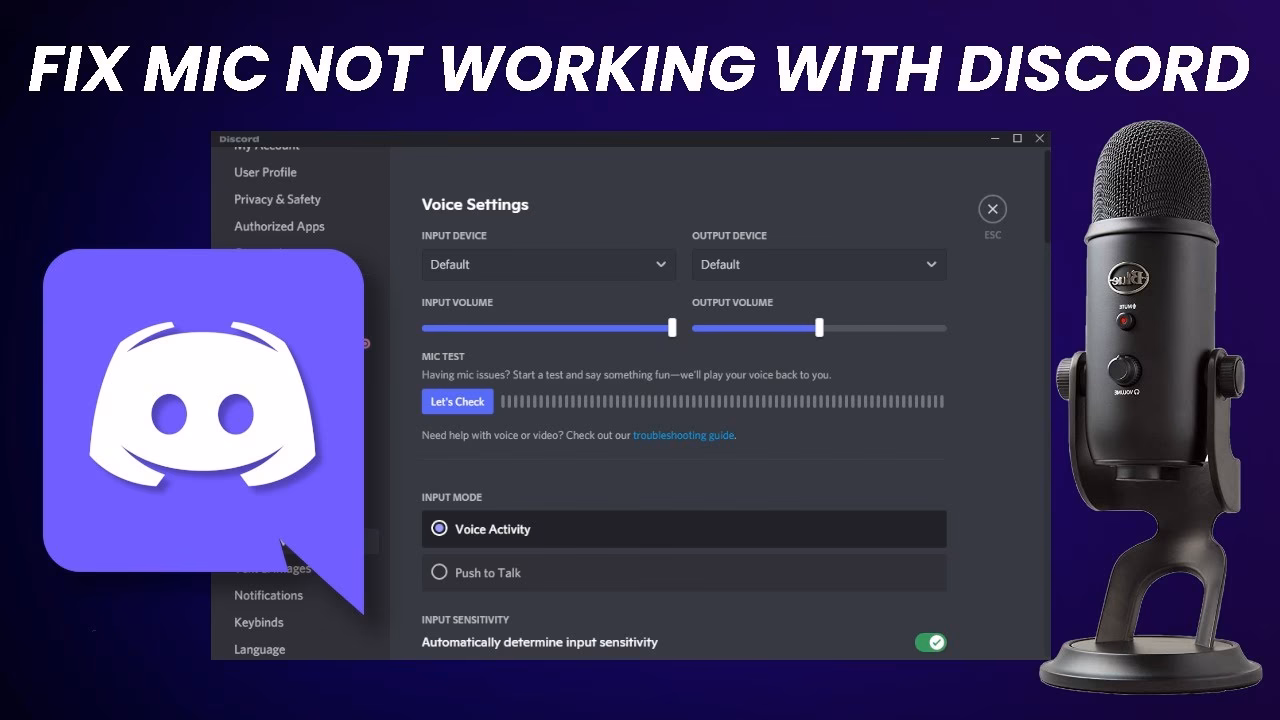 How do I Reset my discord microphone?