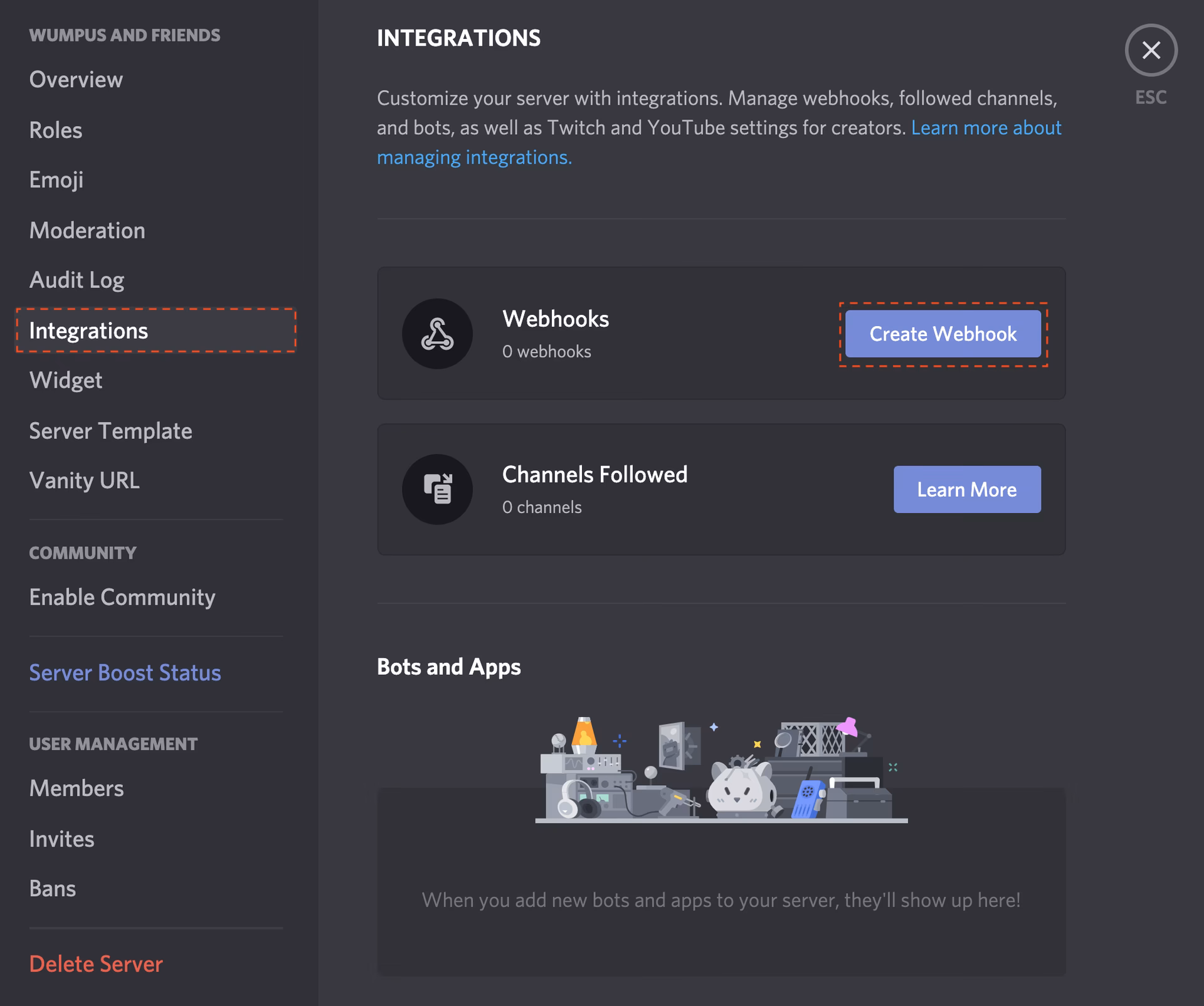 How do I prevent discord from sending messages via webhooks?