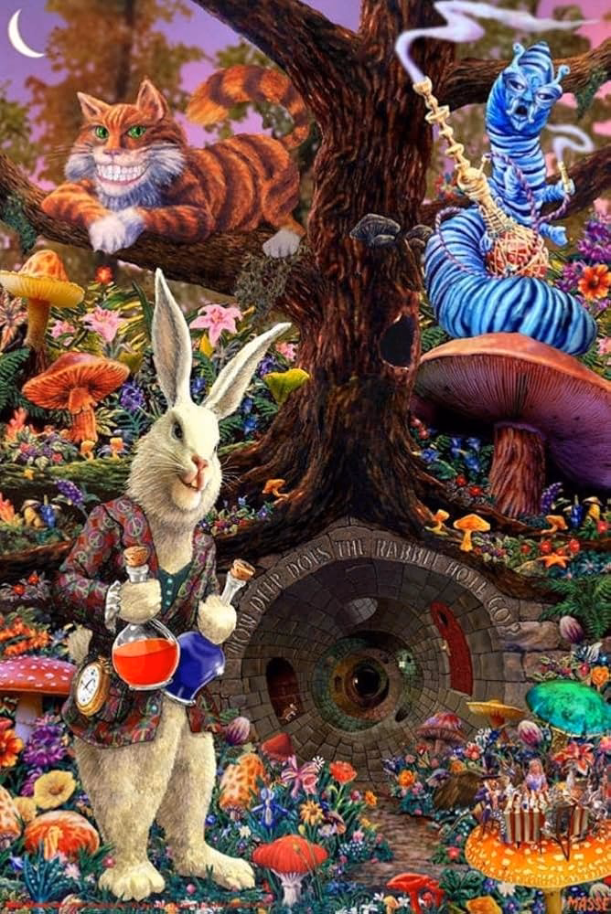 What is down the rabbit hole in Alice in Wonderland?