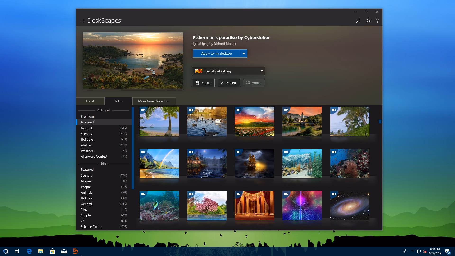 Does DeskScapes support dynamic wallpaper for Windows 10?
