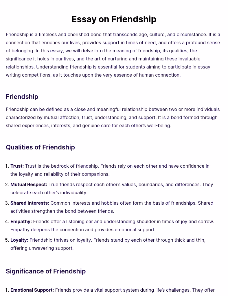 What are friendship writing prompts?
