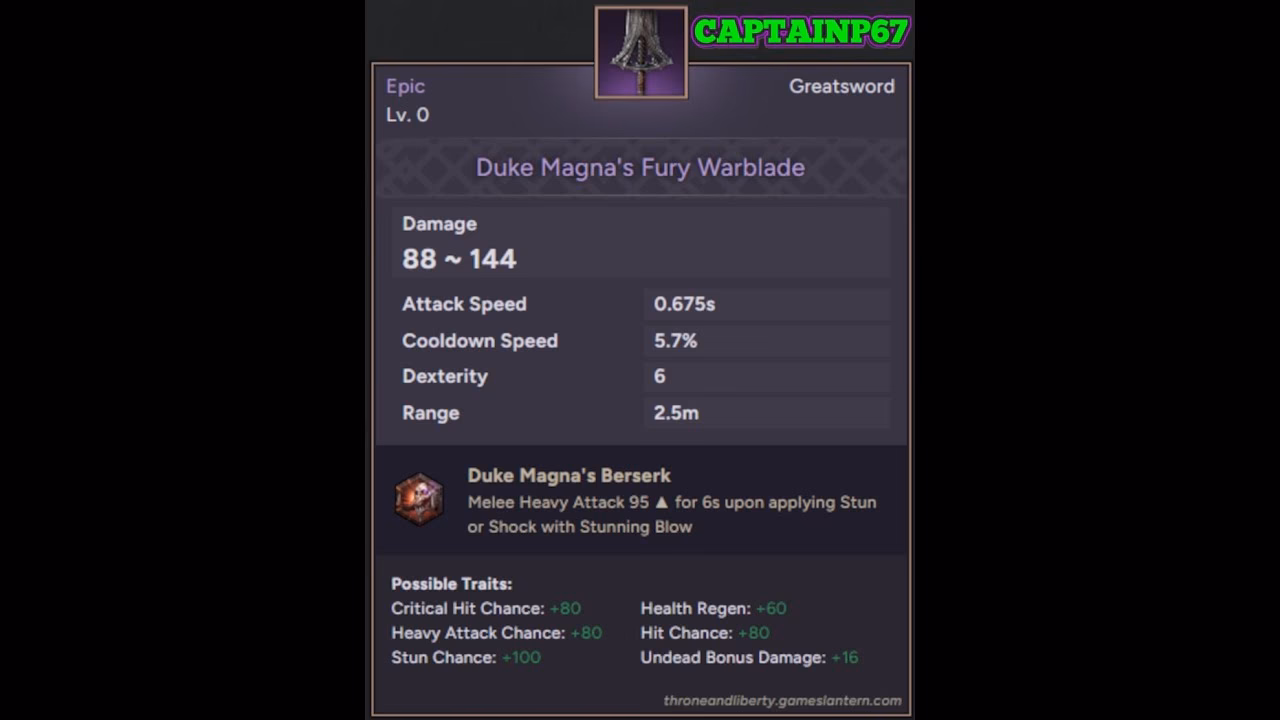 What is Duke magna's Fury Warblade?