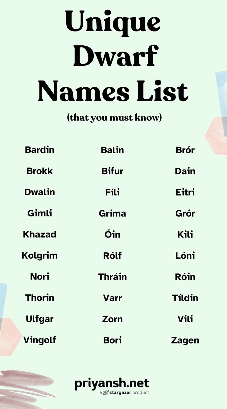 How to find a name for a dwarf character?