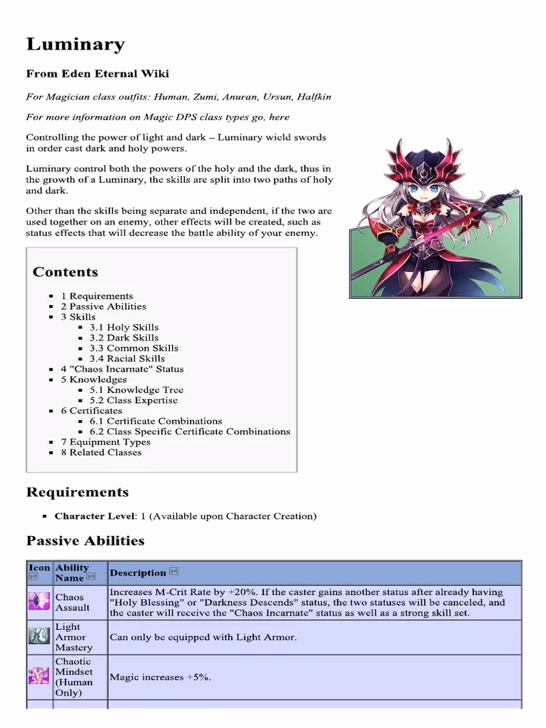 What does luminary do in Eden Eternal?