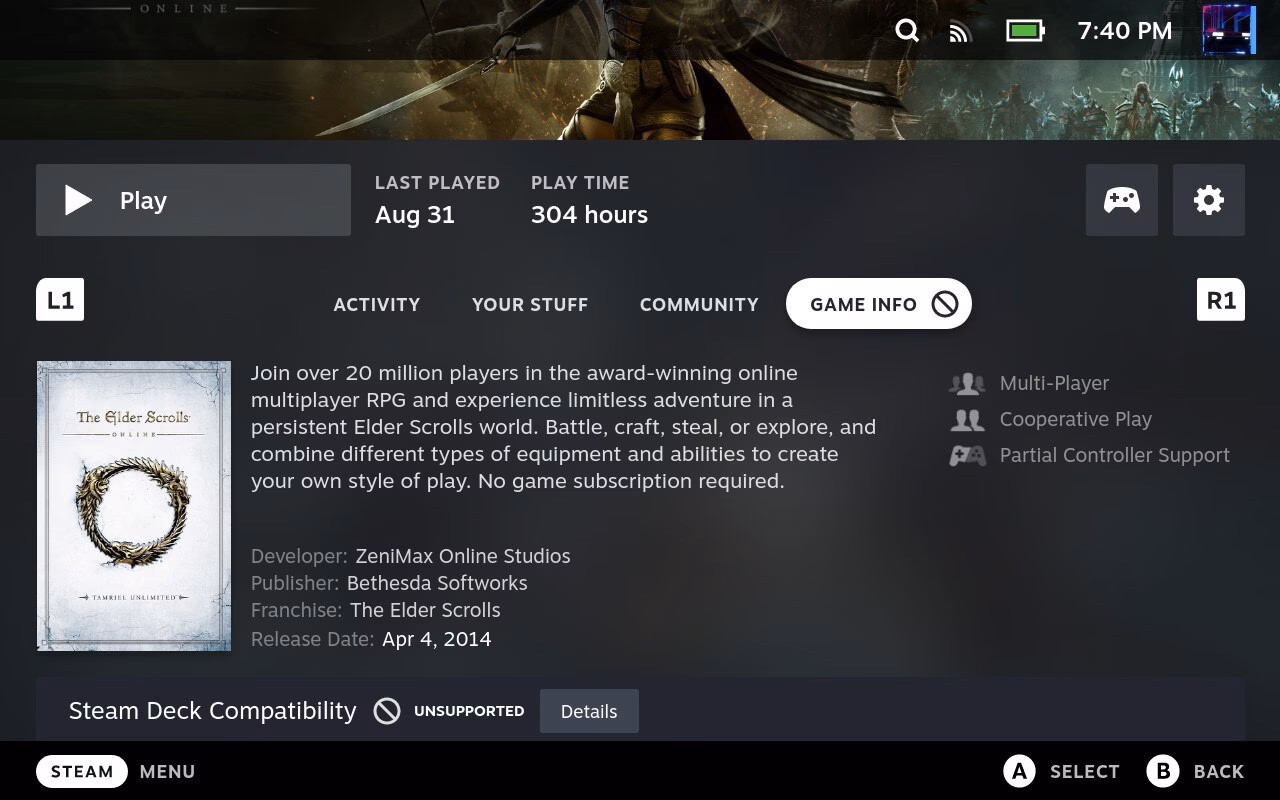 Is there a Steam version of the Elder Scrolls Online?
