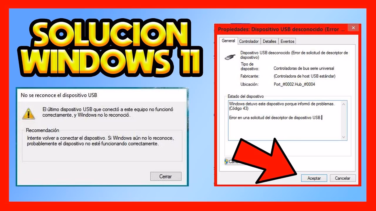 ¿Cómo solucionar el error del dispositivo USB desconocido?