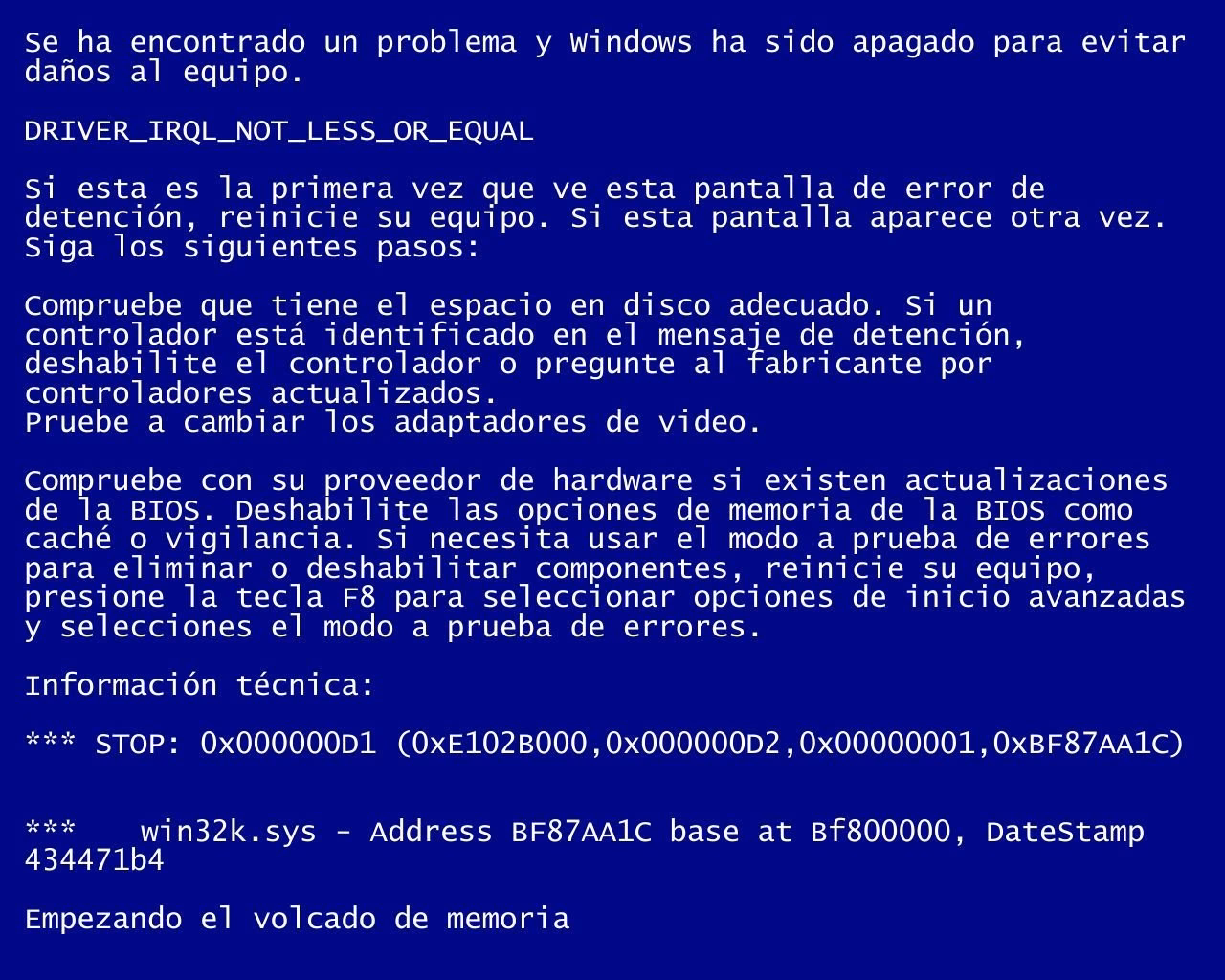 ¿Qué es la pantalla azul de Windows XP?
