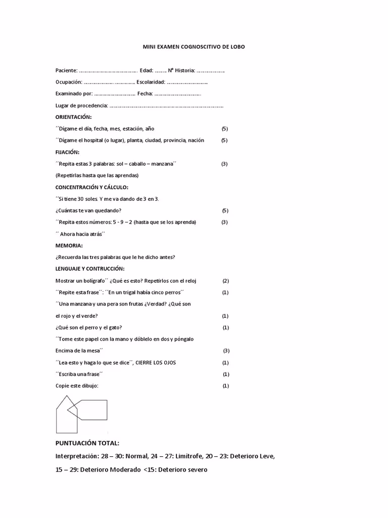 ¿Qué es el mini examen cognitivo de lobo?