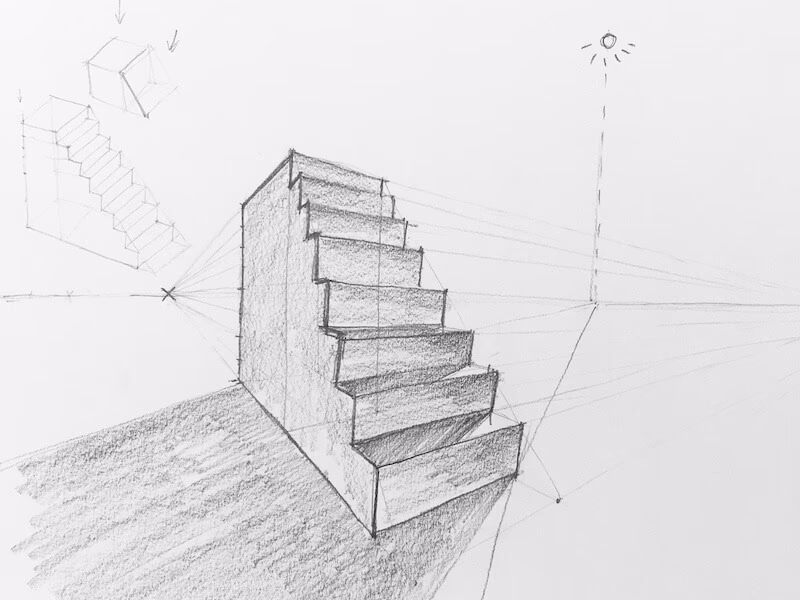 ¿Cuáles son las características de una escalera en excavación?