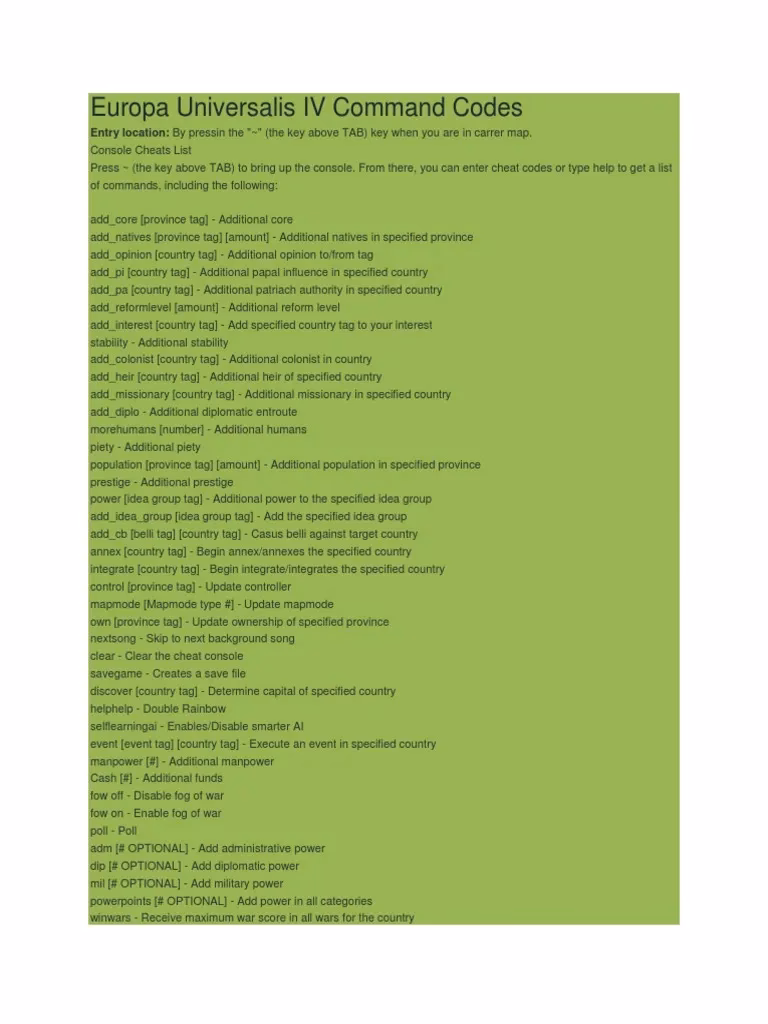 How to cheat in Europa Universalis 4?