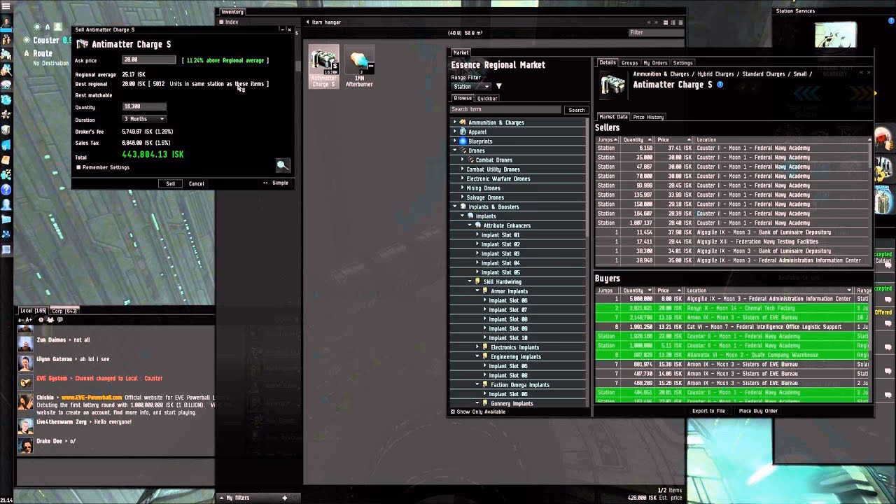 How do you sell items in EVE Online?