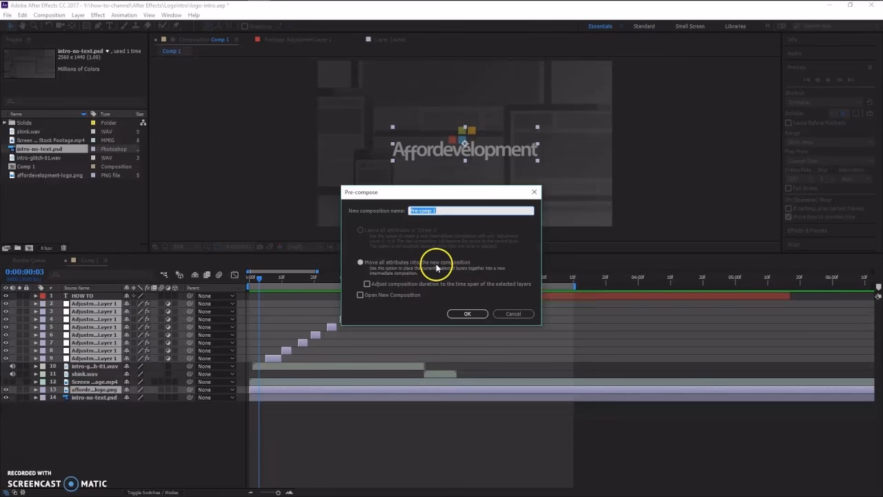 How to adjust a layer in Adobe After Effects?