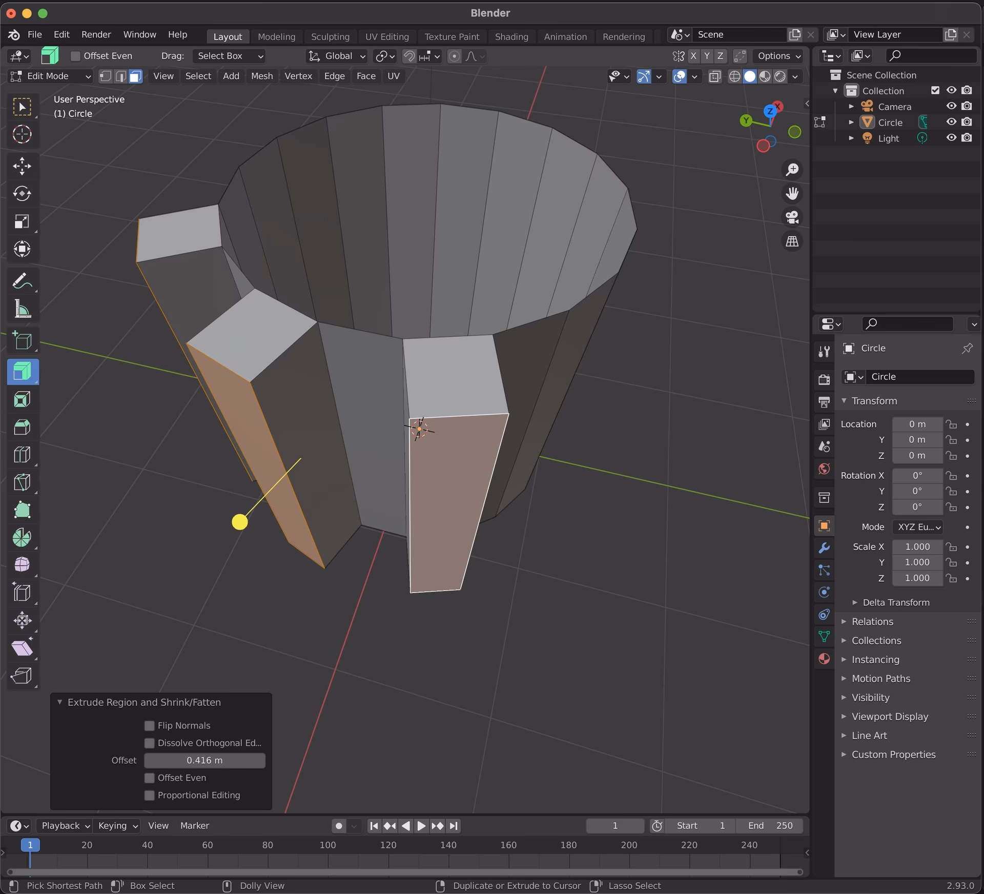 How to extrude in Blender?