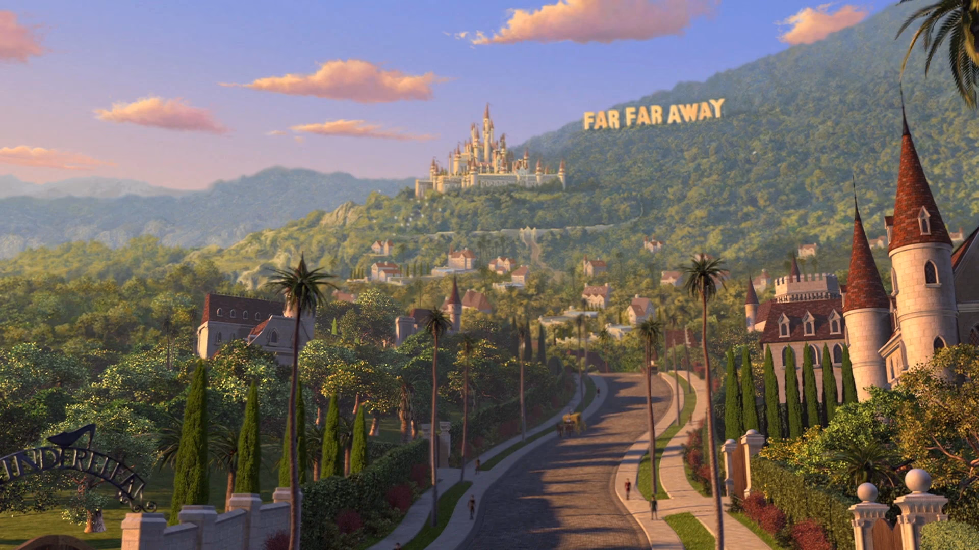 Where is the Kingdom of far away in Shrek 2?