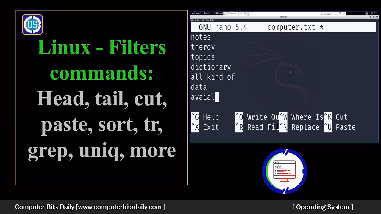 What are the different filter commands?