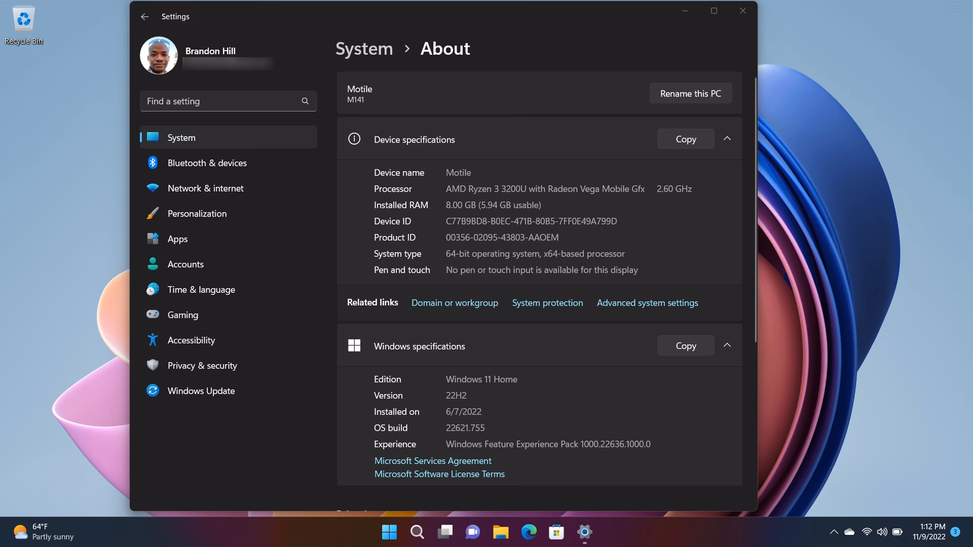 How do I Check my PC specs using command prompt?