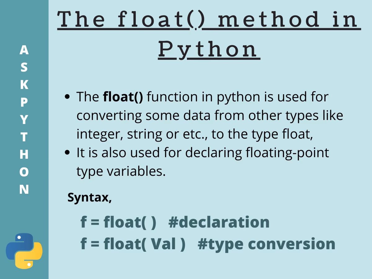 Is 'average' a float variable in the example?