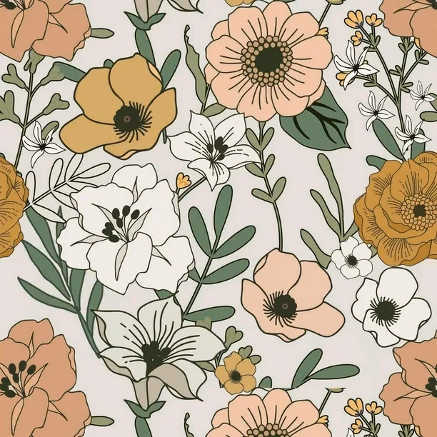 How many retro floral wallpapers are there?