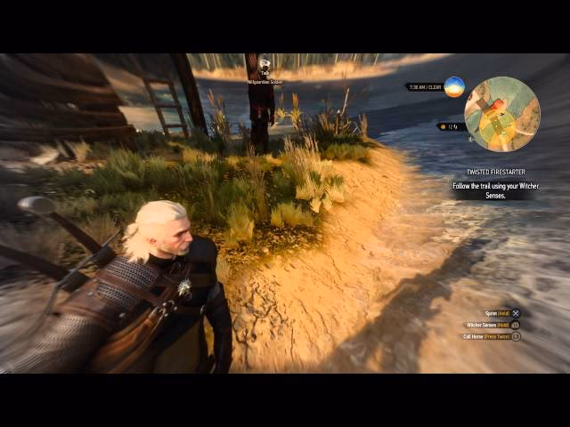 How do I follow a blood trail in Witcher Senses?