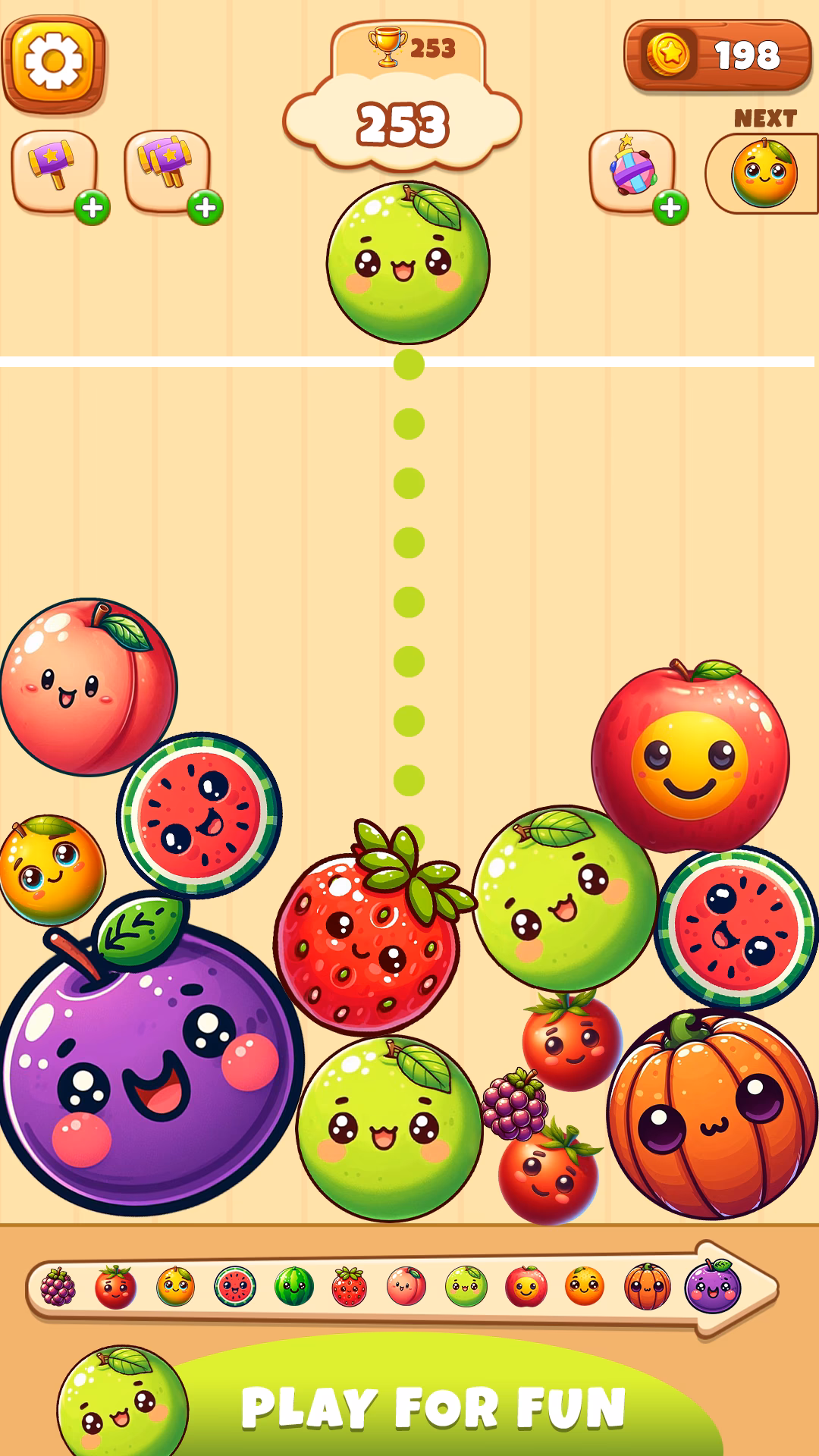 How do you play fruit merge Juicy Drop game?