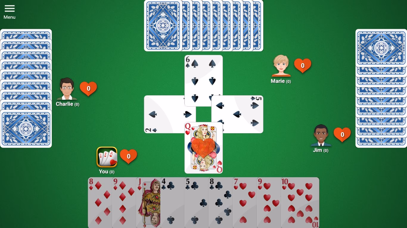 How do you play Hearts on Solitaire?