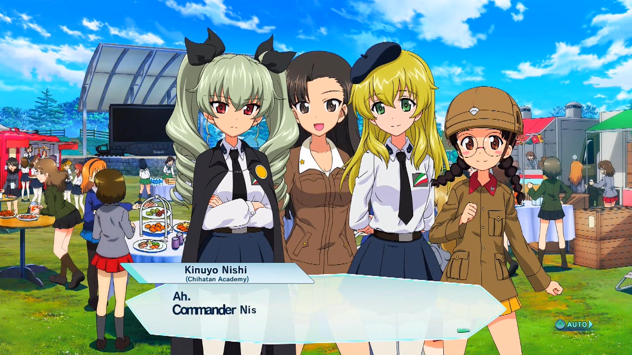 Does Girls und Panzer Dream Tank Match have a cloudy sky background?