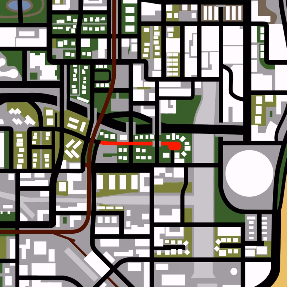¿Dónde comienza la calle Grove Street?