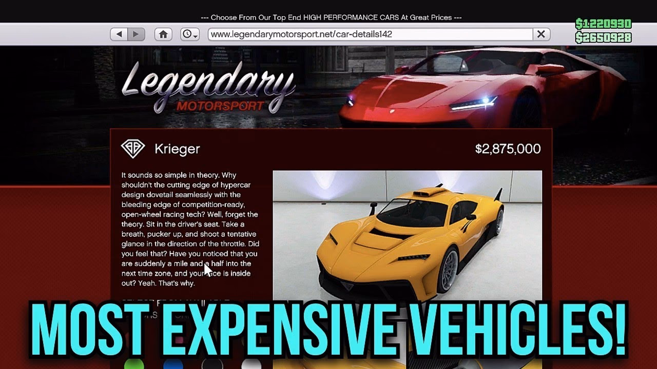 What is the most expensive car in GTA 5 online?
