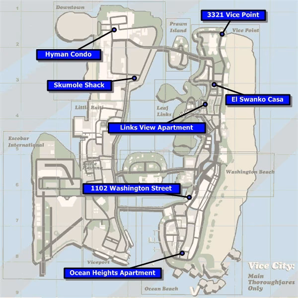 How many safe houses are there in GTA Vice City?