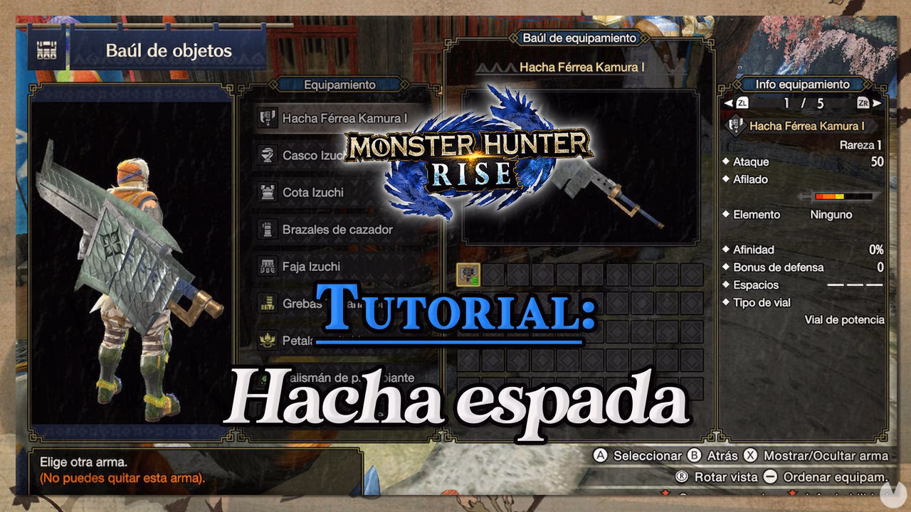 ¿Qué habilidades se pueden realizar con el hacha espada en Monster Hunter Rise?