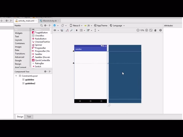 How do I create a vertical guideline in Android Studio?