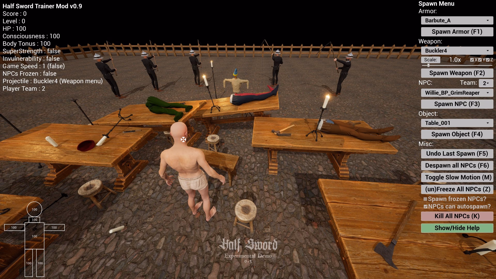 Is there a trainer mod for half sword playtest?