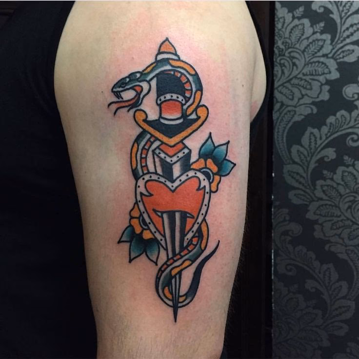 What does a dagger & a snake tattoo mean?