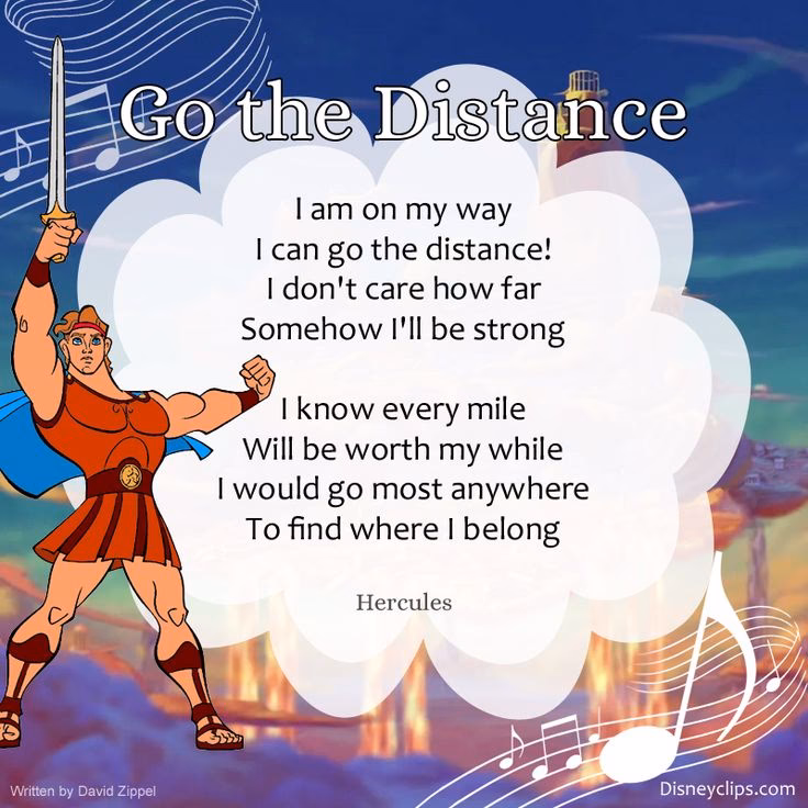 What does Hercules' song 'Go the Distance' mean?