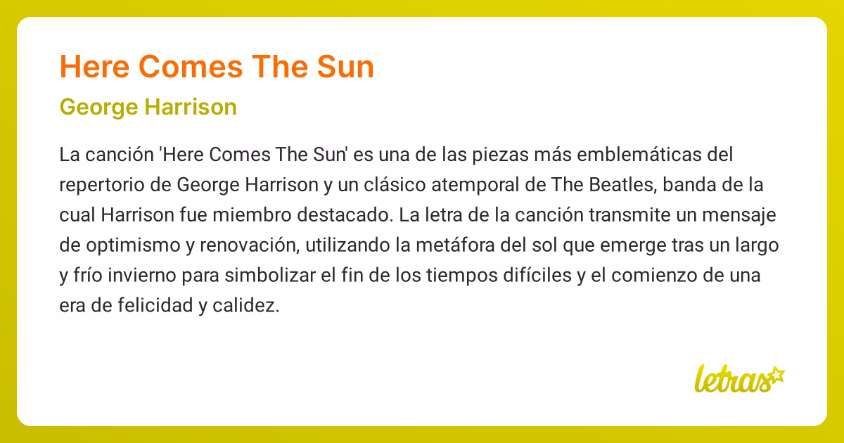 ¿Cuáles son los artistas que han hecho versiones de la canción Here Comes the Sun?
