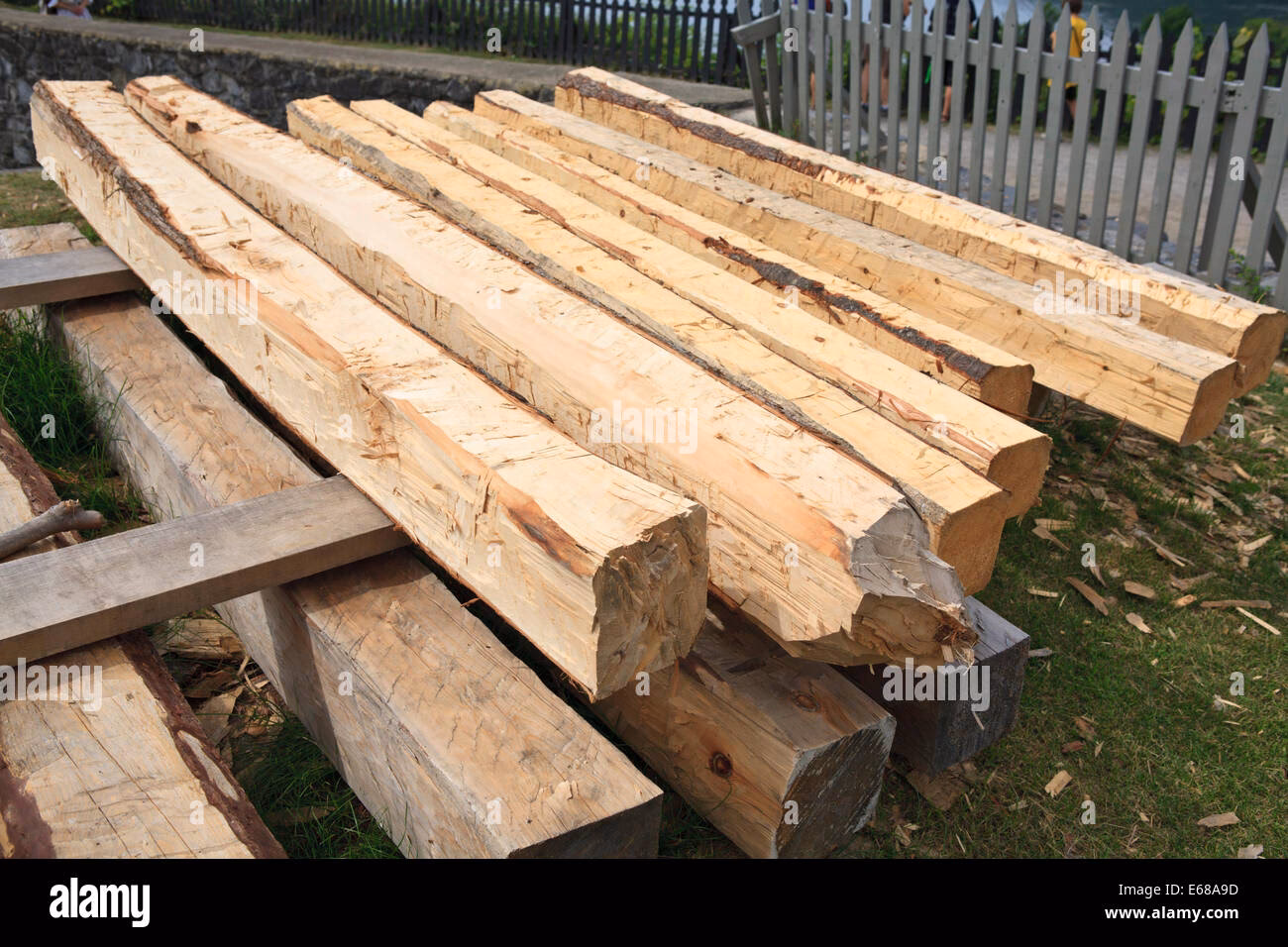 What are the different types of hewn logs?